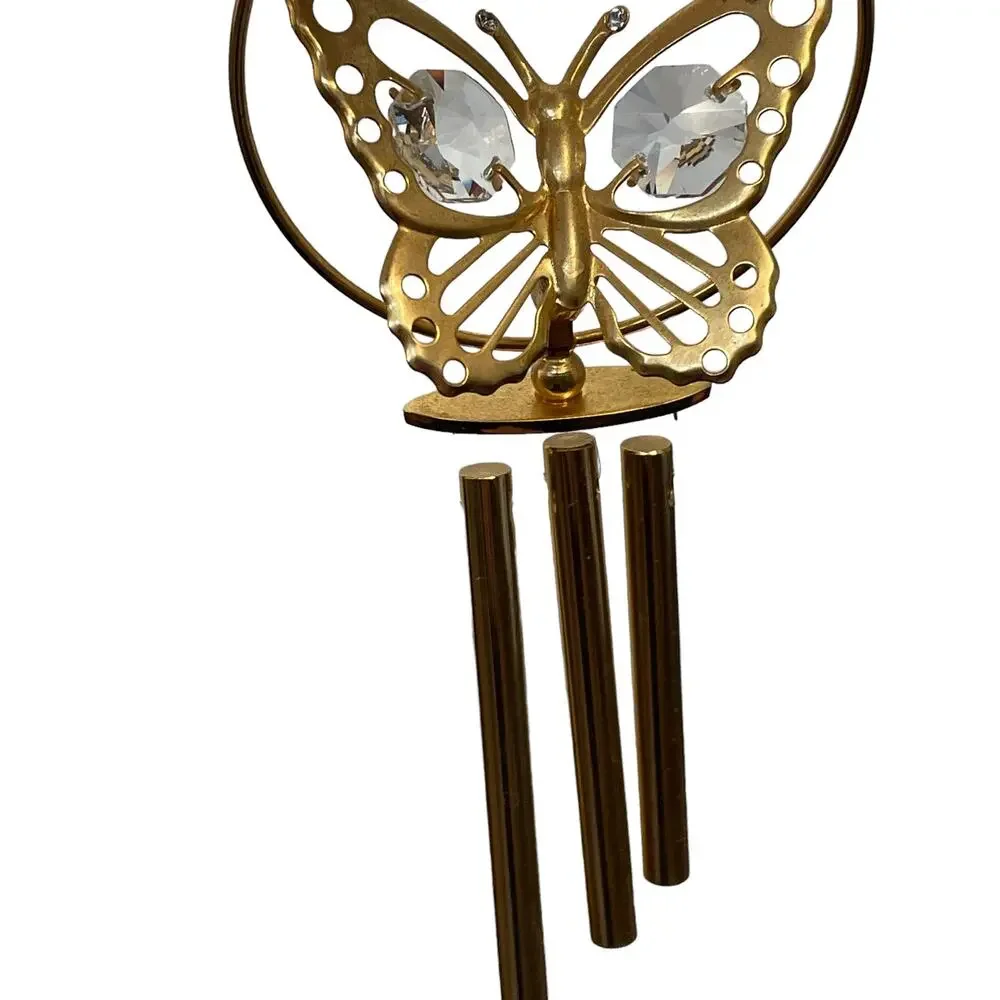 Butterfly Wind Chime Ornament Swarovski Crystal 24k Gold Plated? READ